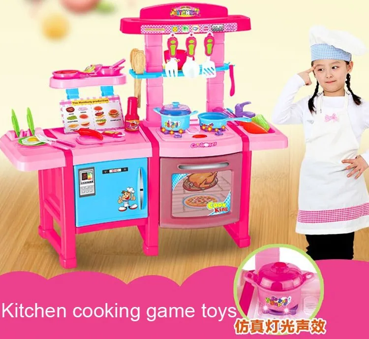 Toys Plastic Toy Kitchen Accessories Toy Play Set With Light And Music