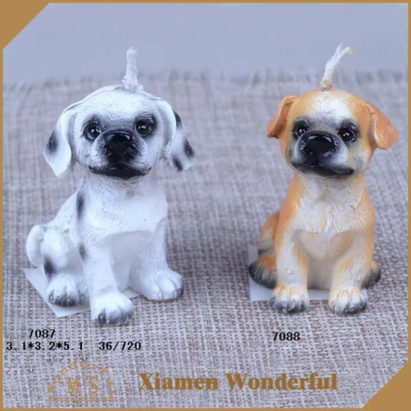 creative 3D Relief paraffin wax dog shaped animal Figurine candle eco friendly scented art candles dog shaped  home decoration