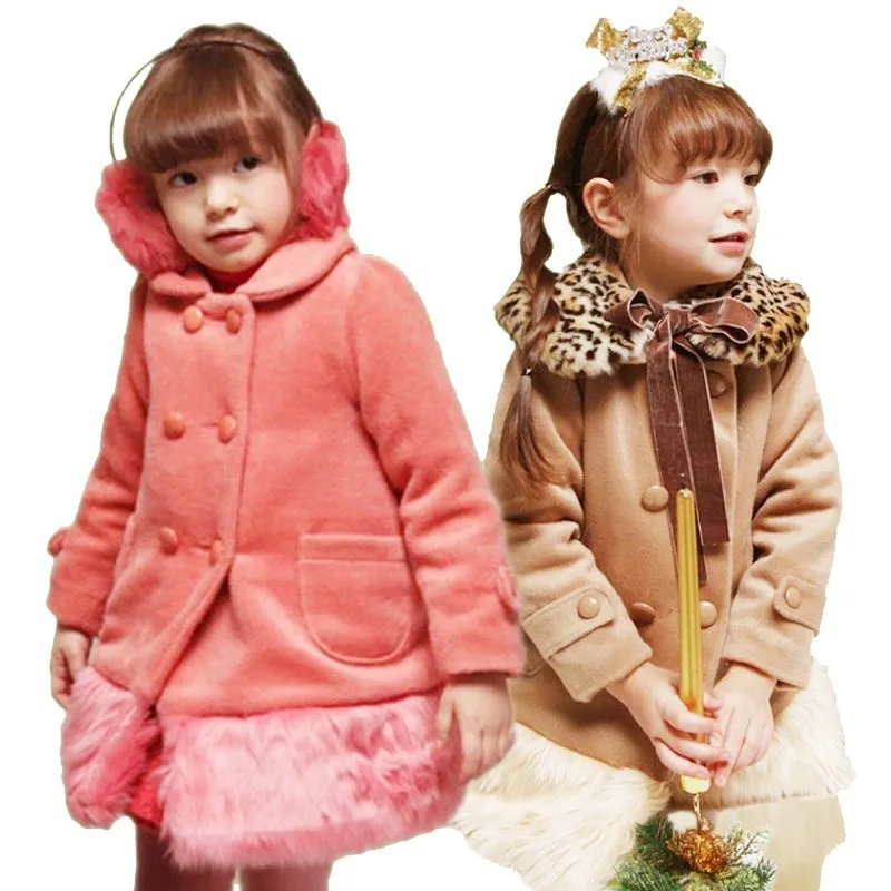 

Wholesale 2016 Winter Princess Style Double-breasted Children Coat, As picture,or your request pms color