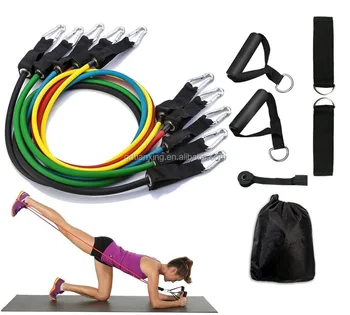 Set Of 11pcs Resistance Bands Tubes Ankle Cuffs Door Anchor For Chest Expander Yoga Gym Workout Exercise Buy 11pcs Resistance Band 11pcs Resistance