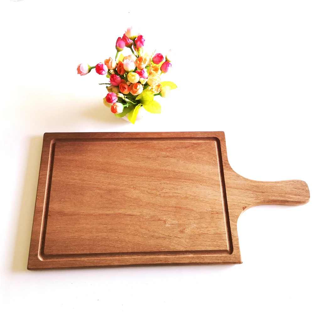 

High quality square sapele wooden cutting board kitchen with handle