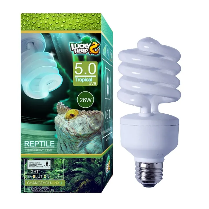 

26w UVB5.0 compact fluorescent reptile lamp light bulb for tropical turtles and chameleons, White