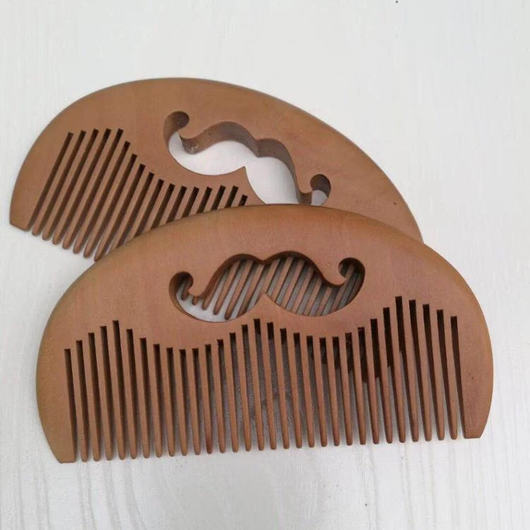 

FQ brand OEM Custom logo natural pear wood mini hair beard comb, Natural wooden color