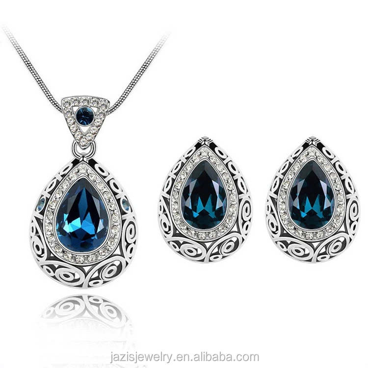 

Clear Crystal Bridal Jewelry Sets Teardrop Necklace Earrings Sets Wedding Jewelry, Picture