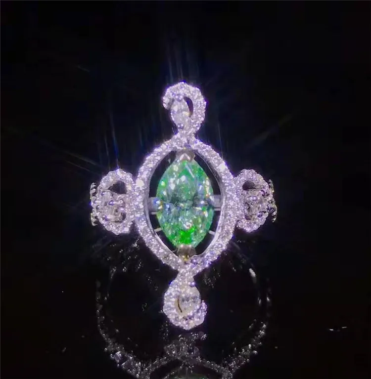 

original design personzalised jewelry wholesale 18k gold ring 1.2ct SI1 grayish green natural diamond ring