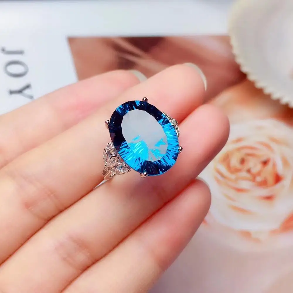 

925 sterling silver natural mystic london blue topaz ring for women