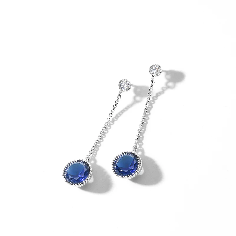 

925 (Sterling) Silver Geometric White Bule earrings