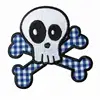 gingham fabric skull bone embroidered patch