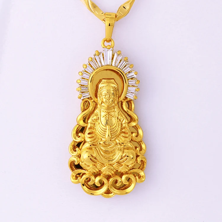 

xuping fine jewelry religious golden cubic zirconia Avalokitesvara pendant