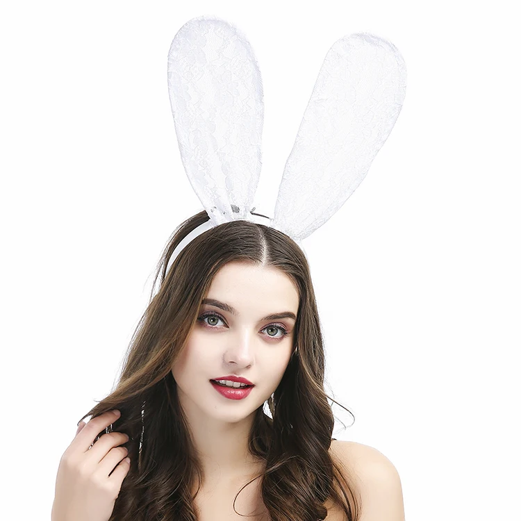 Wholesale Lace Bunny Ears Hair Band Rabbit Ear Headband For Women Girls