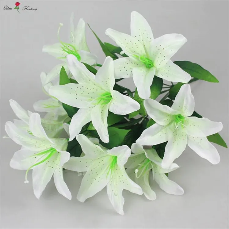 Hot Sale Plastic Flower 10 Heads Artificial Easter Lily Flower For ...