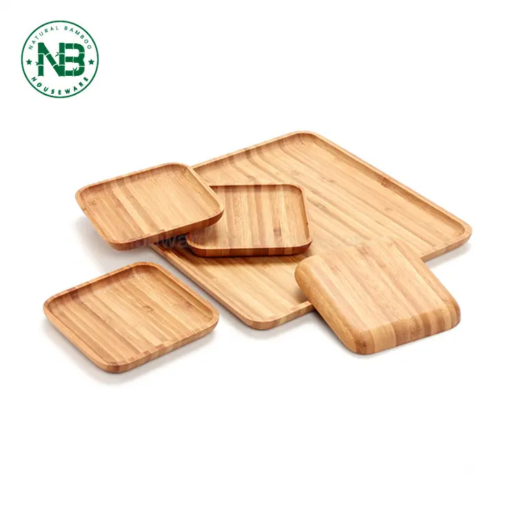 Reusable Ecofriendly Bamboo Tray Serving Set For Fruit,Snack,Cake Food