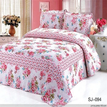 3pcs Floral Soft 100 Cotton Home Textile Fabric With Pink Flower