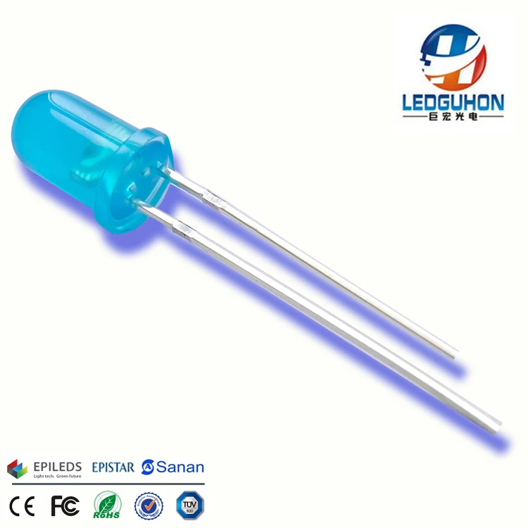 SELL 5mm round through hole diffused blue to blue led diode