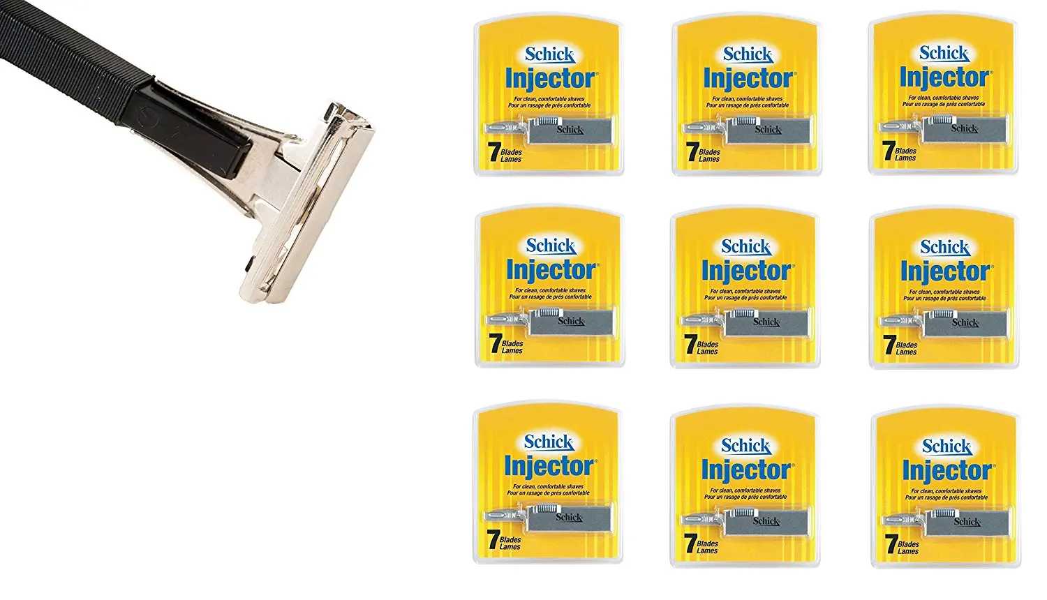 Shave Classic Single Edge Razor Handle + Schick Injector Refill Blades 7 Ct. (Pack of 9) ! Razor Compatible with Schick Injector Razor Blades ! Compatible with Schick Injector Razor Blades ! Better Than Hydro , Intuition