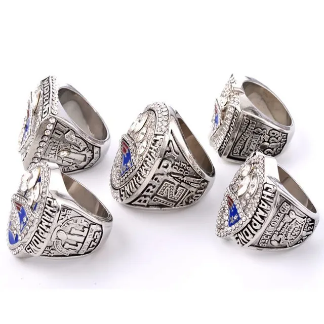 

DAIHE NFL new England patriot championship ring 2001 2003 2004 2015 2017 set with red wooden box package, Alloy