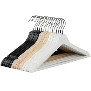 Image of Wholesale adult clothes solid wood hanger pants rack custom LOGO