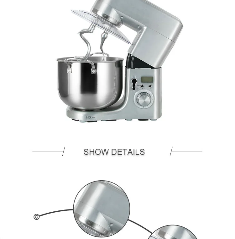 1500W LCD display with timer cover tilt-head  design dough mixer