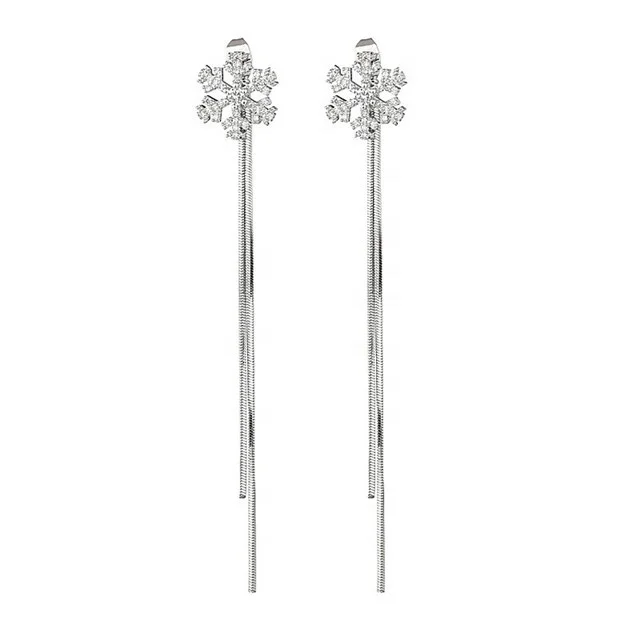 

Brunello Cucinelli 2019 Wholesale Jewelry Fashion Women Tassel Long Snowflake Earring, White