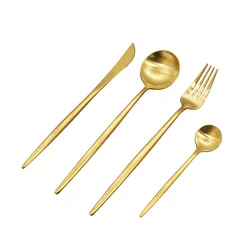 Jieyang shengde china manufacturer 304 spoon and fork stainless steel tableware gold cutlery