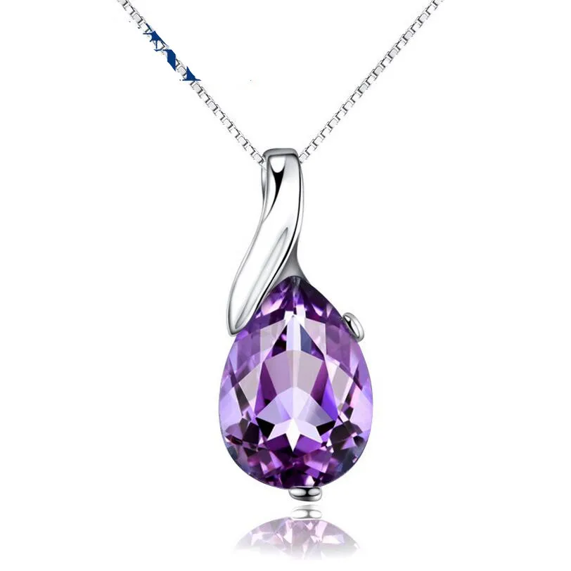 

Tryme Fine jewelry genuine 925 Sterling Silver amethyst necklace angel tears Free shipping, N/a