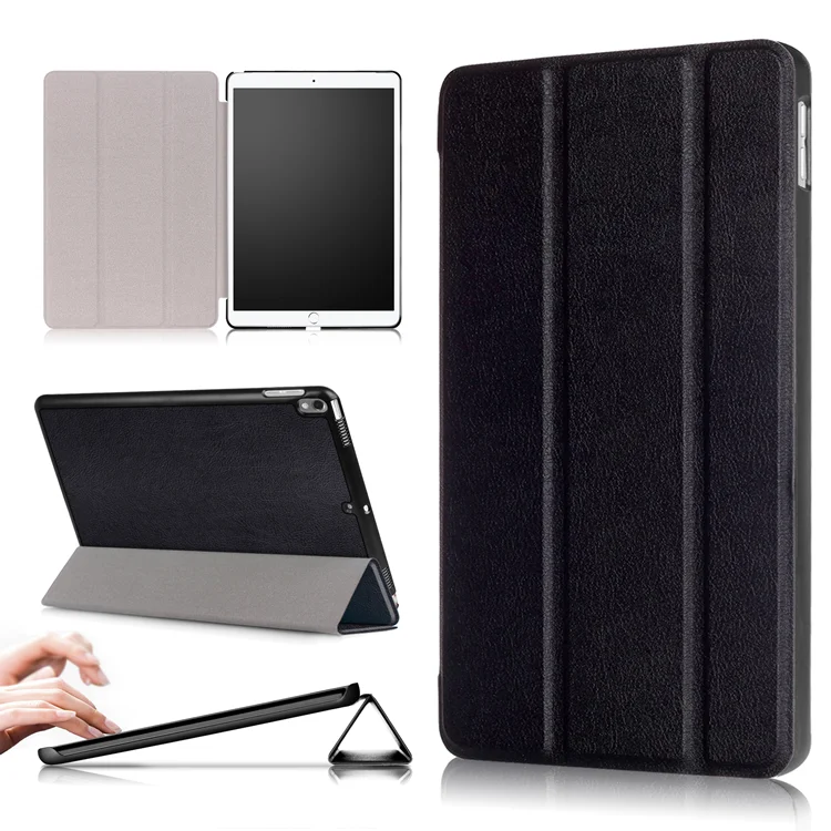 

PU leather ultra slim Tri-fold bracket case cover for apple ipad 10.5 pro 2017/2019 Tablet, Black