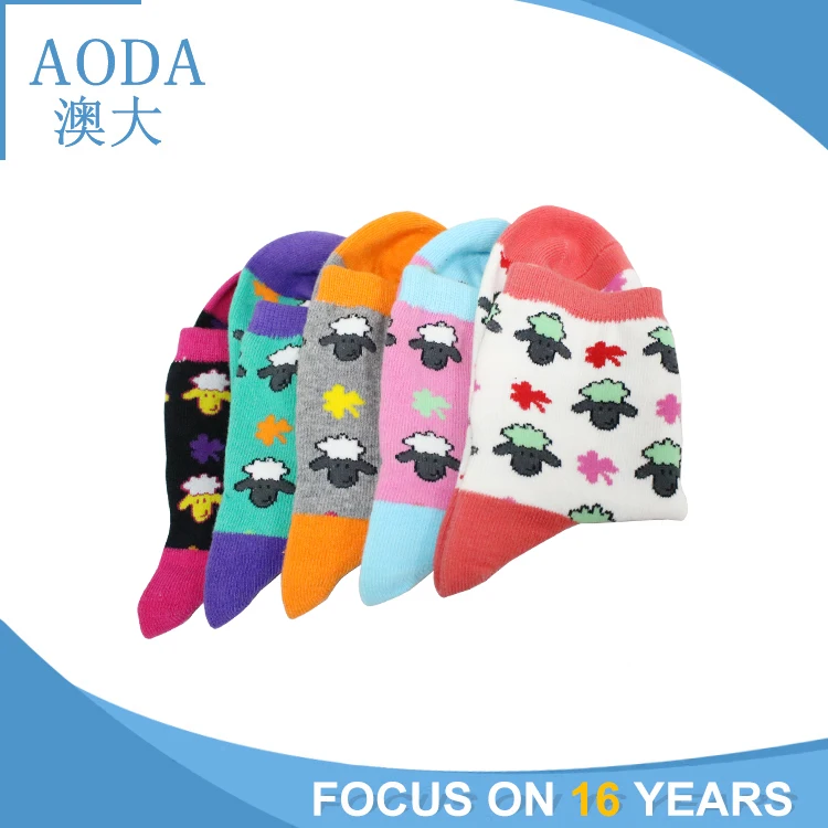 Colorful cute pattern kinting wholesale cotton children tube socks for kid
