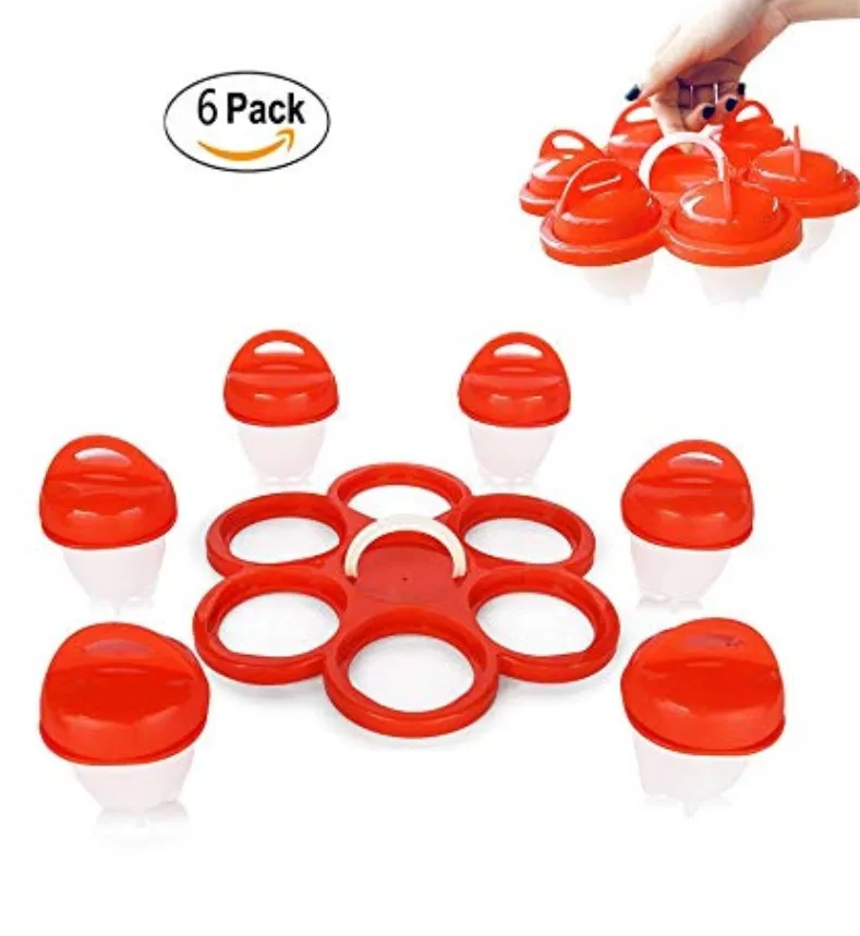 

silicone rubber egg cooker boil with holder, Red
