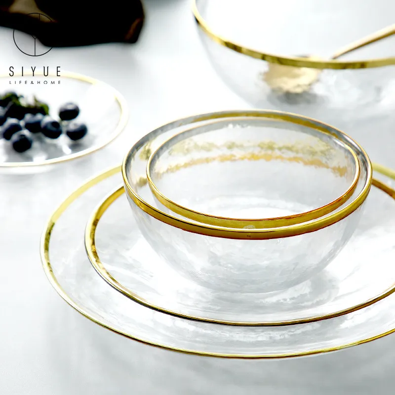 

Service Glass Dinner Gold Beaded Charger Round Plate 1644, Gilt