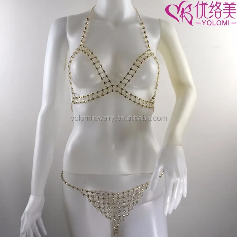 2pcs Set Sexy Rhinestone Body Chain Latest Design Diamond Bra Body Chain Jewelry Slave Bra Chain