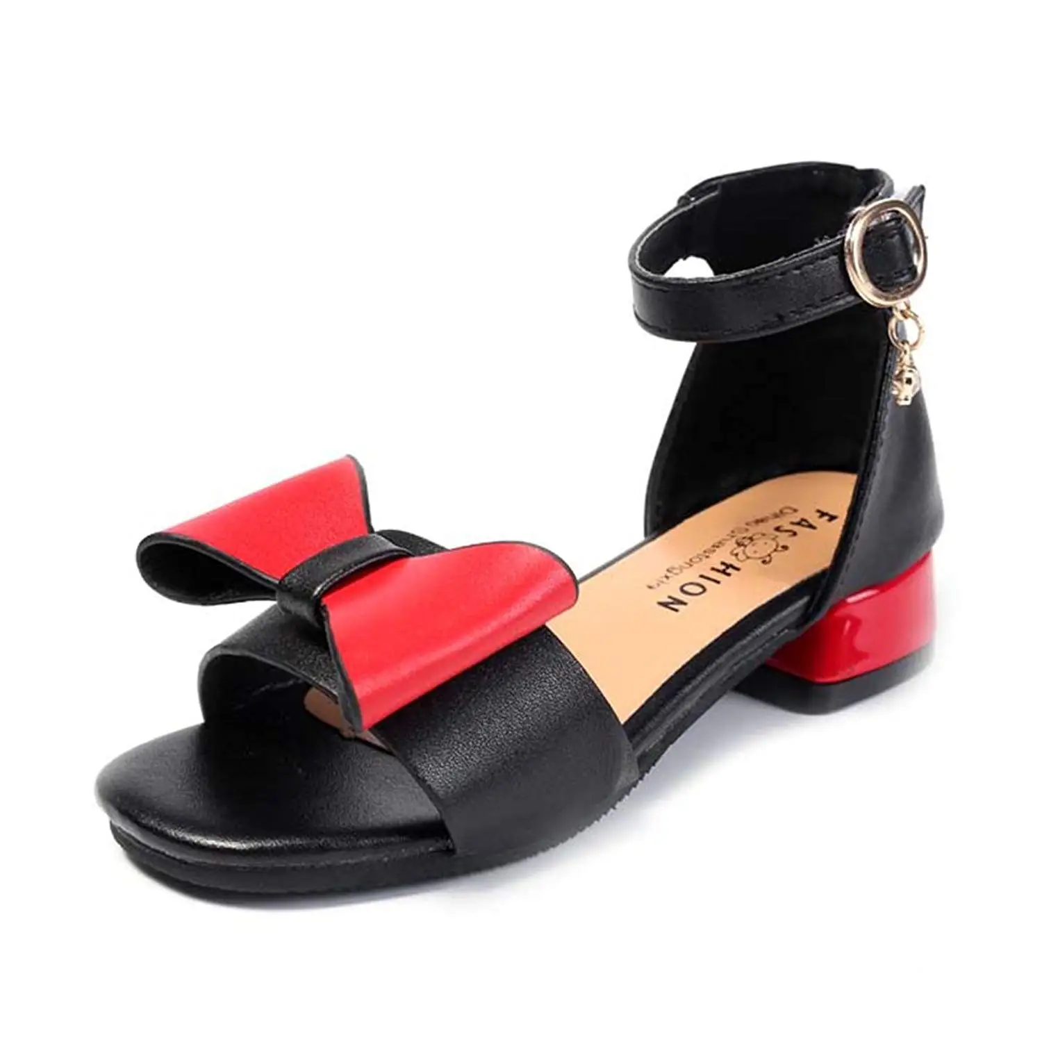 F-OXMY Little Girls Glitter Non-Slip Low Heel Performance Dress Shoes Ankle Strap Mary Jane Shoes