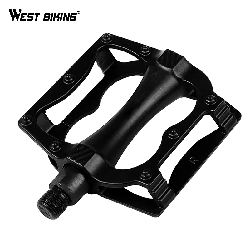 

WEST BIKING Aluminum Alloy Cycling Bicycle Pedals Road Mountain Hollow Anti-slip Durable Bearing Mountain Exercise Pedal Bike, Black