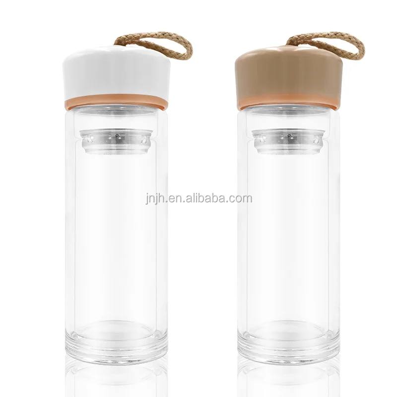 Promotional T Shatterproof Glass Waterbottledouble Wall Bpa Free Water Bottle With Strainer 3684