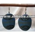 Blue Circular Cow Bone Earring - Kenya
