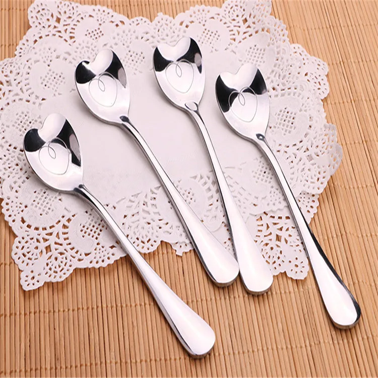 Heart Shape Smooth Line Metal Spoon for Drinking Tea Coffee Soup