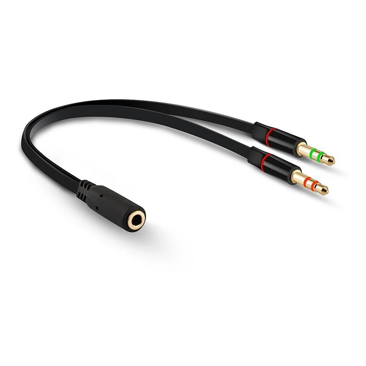 For Computer 3.5mm Female To 2 Dual 3.5mm Male Headphone Mic Audio Y