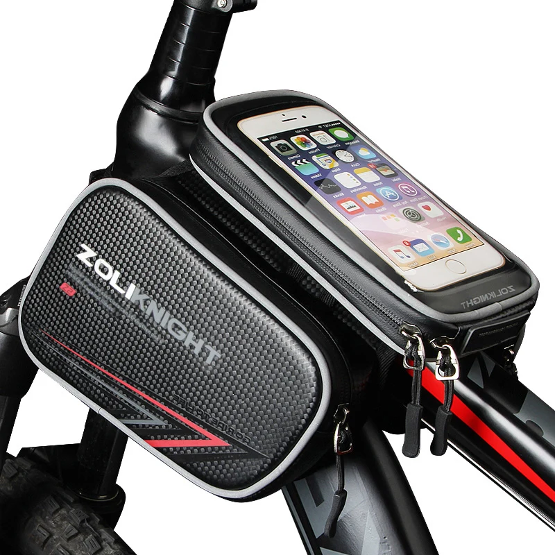 

ZOLi ZL2118 Bicycle Frame Travel Bag PU 5.5Inch 6.2Inch Reflective Waterproof Multi-Function Mountain Bike Bag, Black;red;green