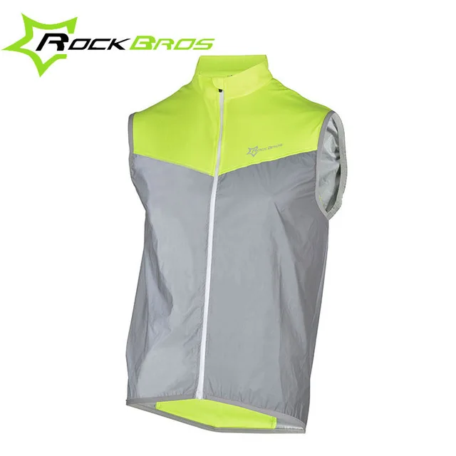 

ROCKBROS Reflective High Visibility Vest Safety Bike Sleeveless Reflective Sports Jersey Breathable Windproof Cycling Wear, Fluorescent green with gray