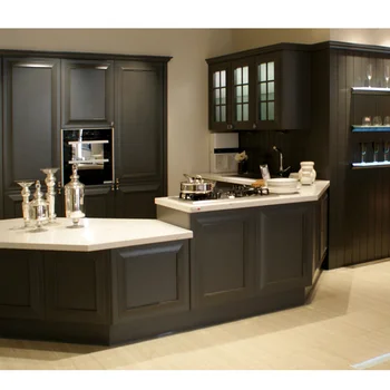Simple Style Structure Modern Design Black Wood Kitchen Cabinet