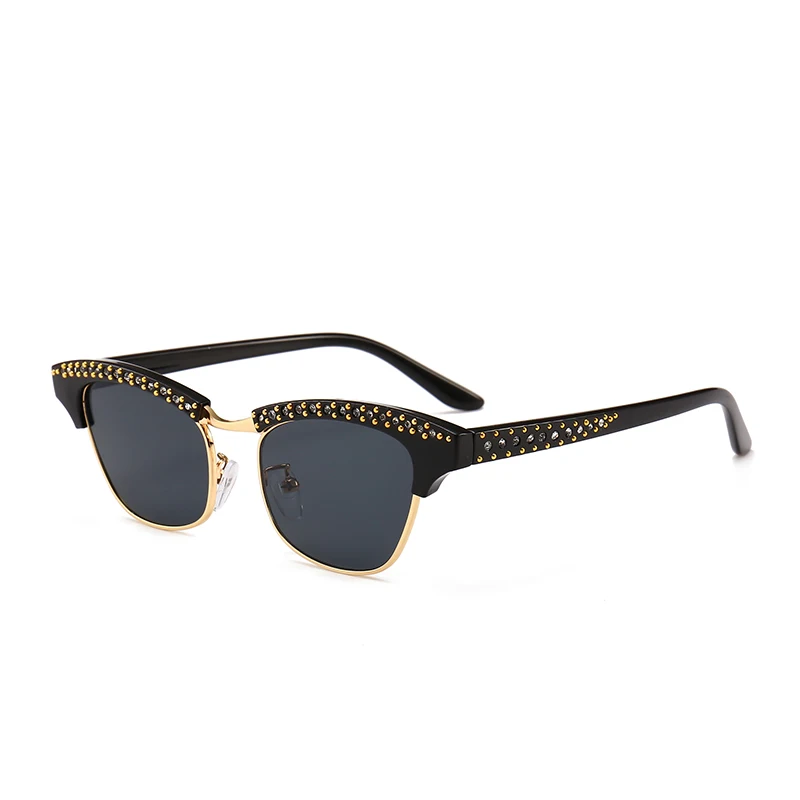 

20340 Superhot Eyewear 2019 Fashion Half Frame Sun glasses Crystal Rhinestone Women Sunglasses