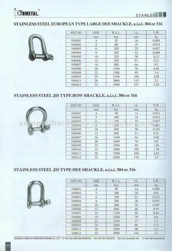 Stainless Steel Hardware Rigging  Shackle 