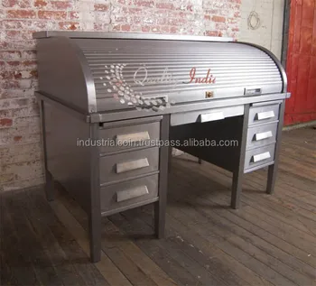 Metal Roll Top Study Table Desk With Drawers Buy Roll Top Desk