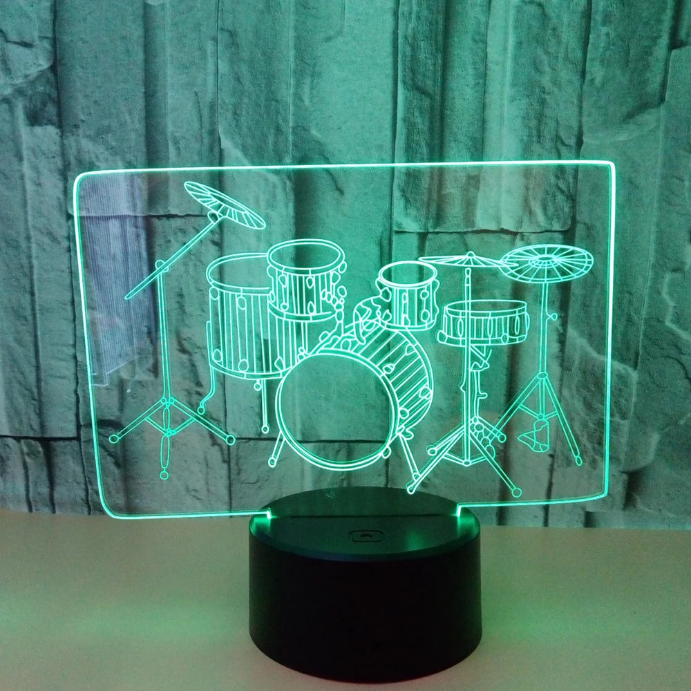 Hot Sale Engraved Acrylic Custom 3D LED Night Light Drum Set for Ball Room