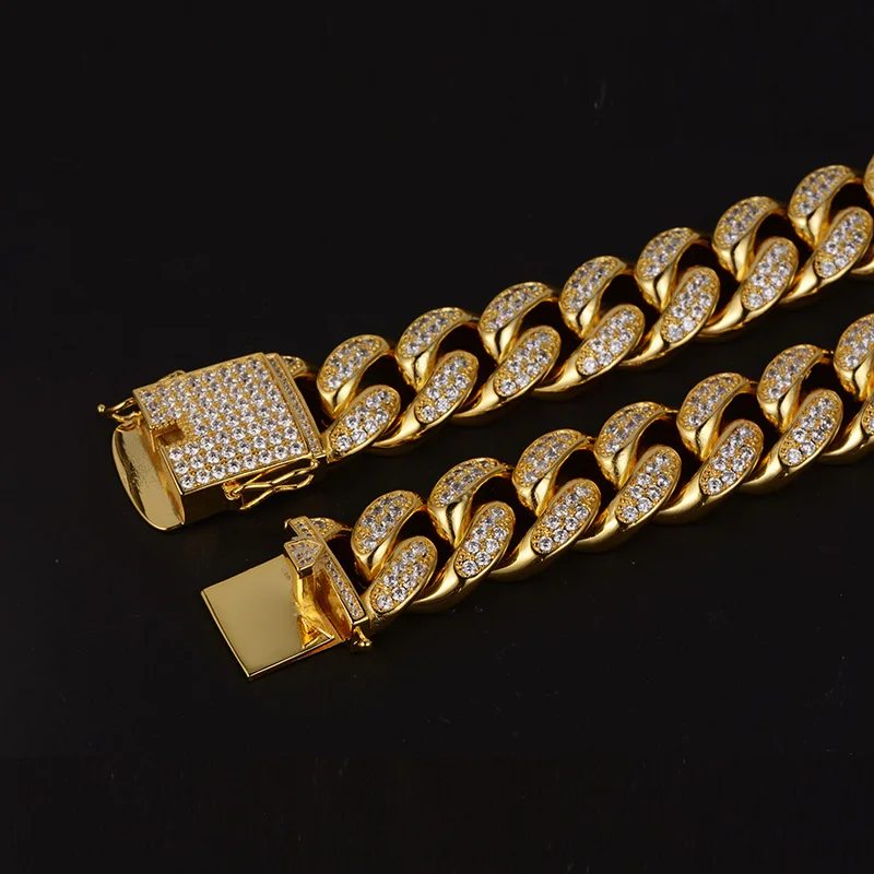 
Iced Out Diamond Cuban Link Choker Necklace New Gold Chain Design For Men 
