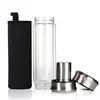 Hot Sale Infuser Borosilicate Glass Water Bottle Portable Tea Tumblers With Silicone Sleeve Lid For Fruit And Tea