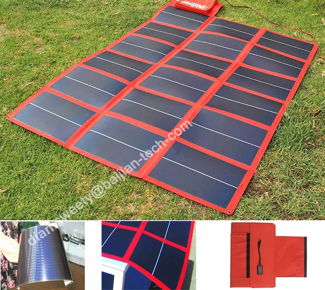 Flexible solar panel in amorphous cells solar blanket in RED