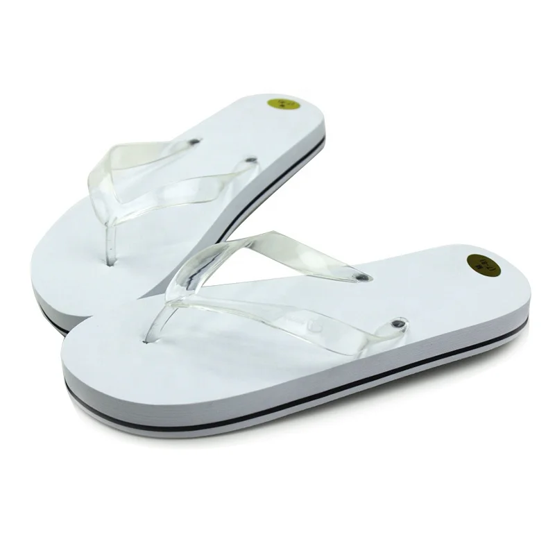 Transparent Clear Flip Flops Pvc Strap Summer Embossed Lady White Plain