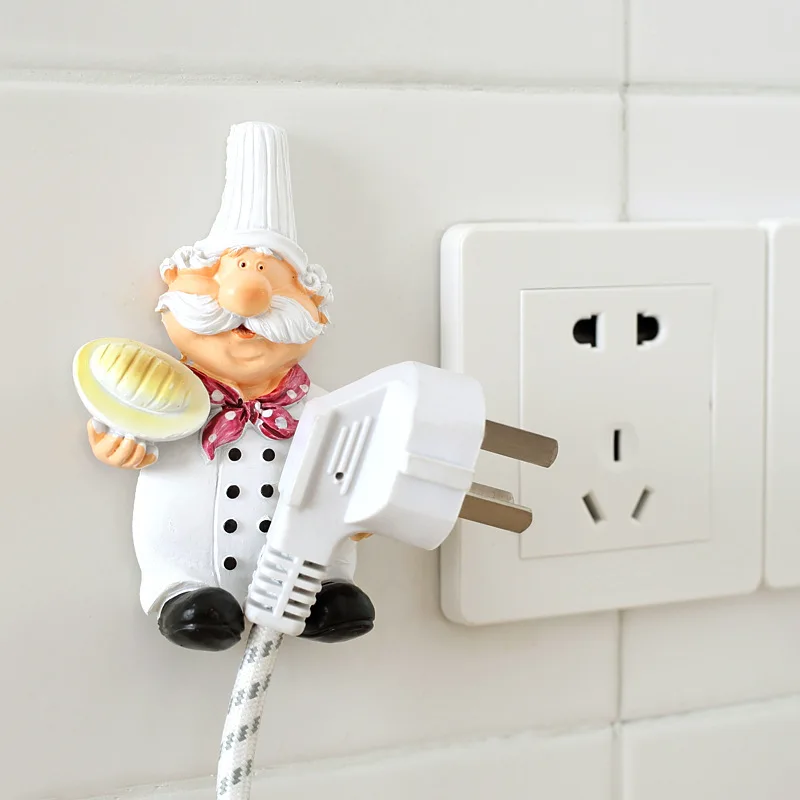 

Unique Design Self Adhesive Home Kitchen Wall Door Plug Organizer Sundry Key Hanger Hook Holder Kitchen Accessories Decoration, As the picture