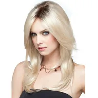 

Cheap Synthetic European Ombre Blonde Natural Wave Wig High Temperature Heat Resistant Fiber Wig