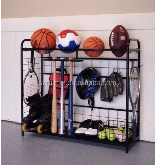 Wall Mounted Sports Equipment Organizer Storage Vertical Ball Rack Wall Mounted Sports Equipment Organizer Storage Vertical Ball Rack